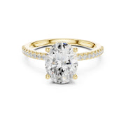 Diamond Engagement Ring with Hidden Halo & Pave Band