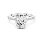 Diamond Engagement Ring with Hidden Halo & Pave Band