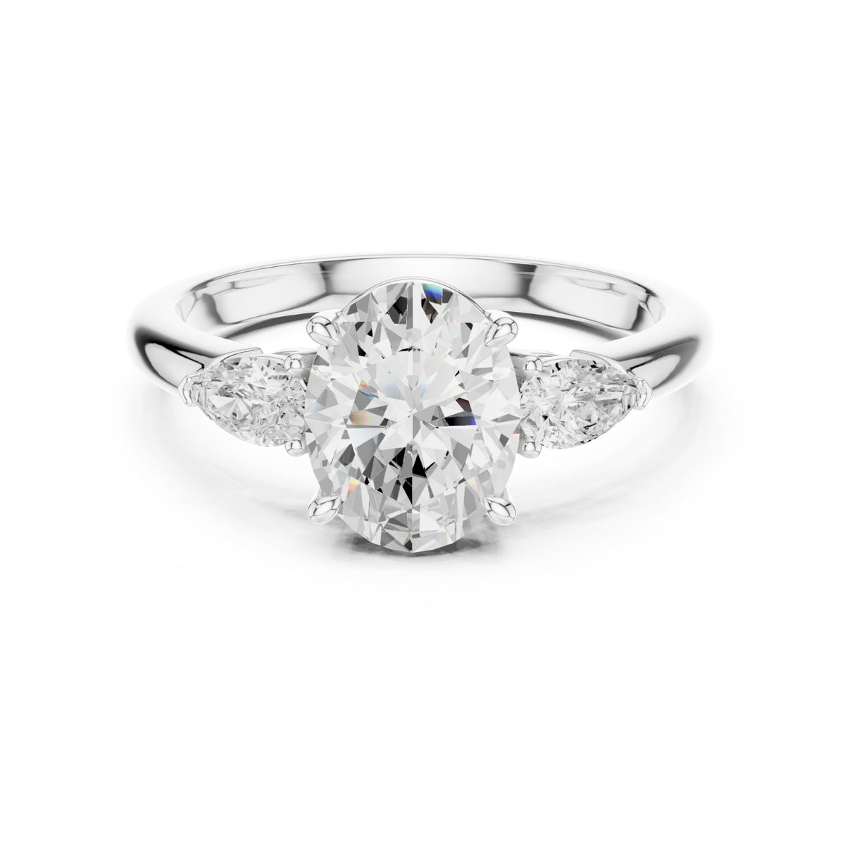 Three-Stone Engagement Ring with Pear Side Diamonds