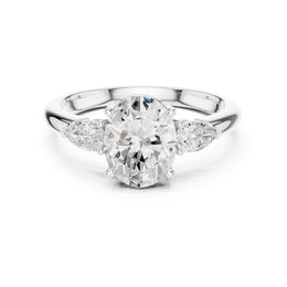 Three-Stone Engagement Ring with Pear Side Diamonds