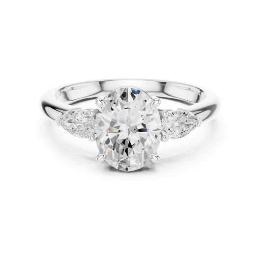 Three-Stone Engagement Ring with Pear Side Diamonds