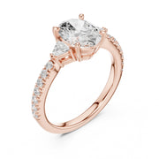 1 Carat Three-Stone Diamond Rings With Pave Band