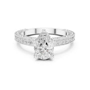 Vintage-Inspired Cut Diamond Engagement Ring with Milgrain & Pavé Detailing