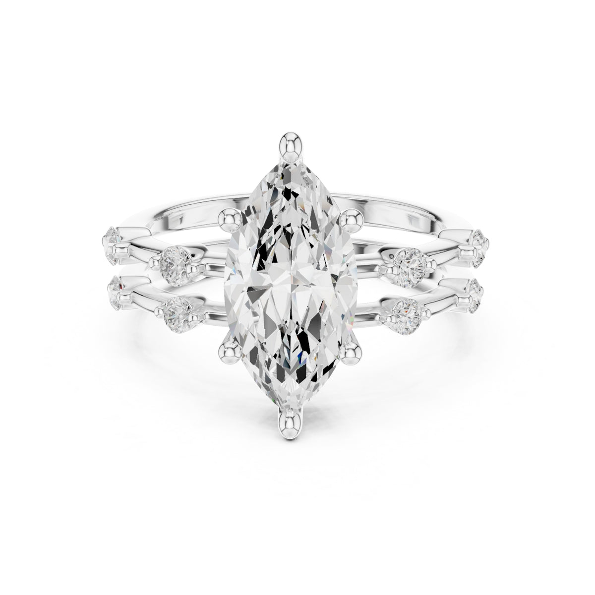 Diamond Bridal Set with Side Stones – 2.86 Carat