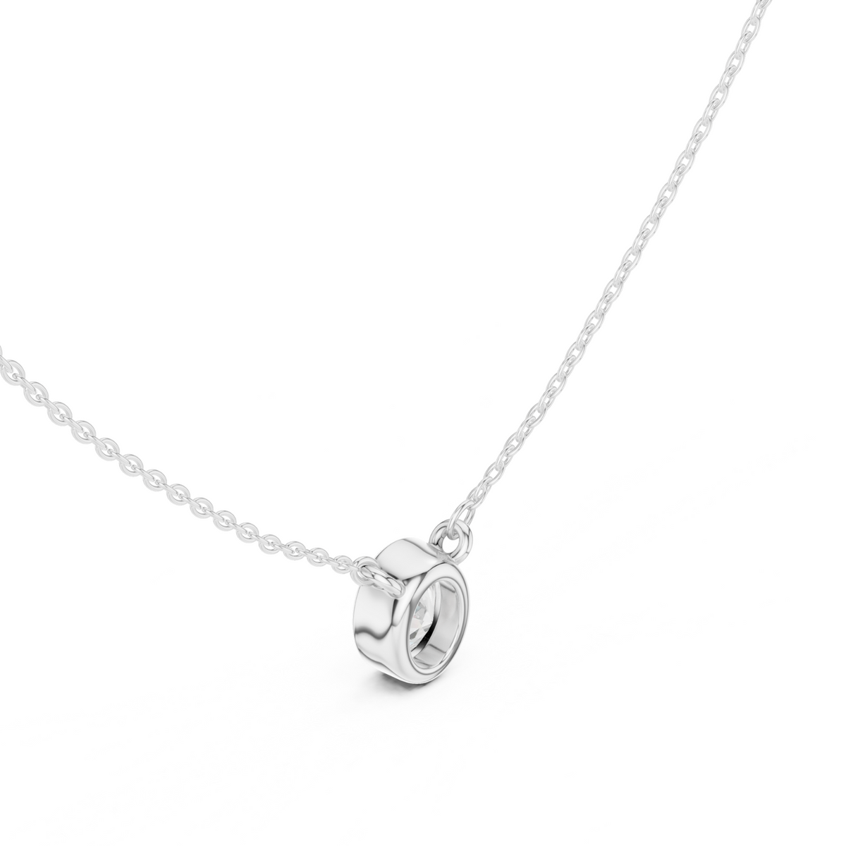 Diamond Solitaire Bezel Pendant Necklace