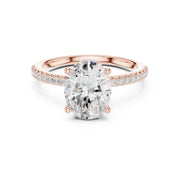 Diamond Engagement Ring with Hidden Halo & Pave Band
