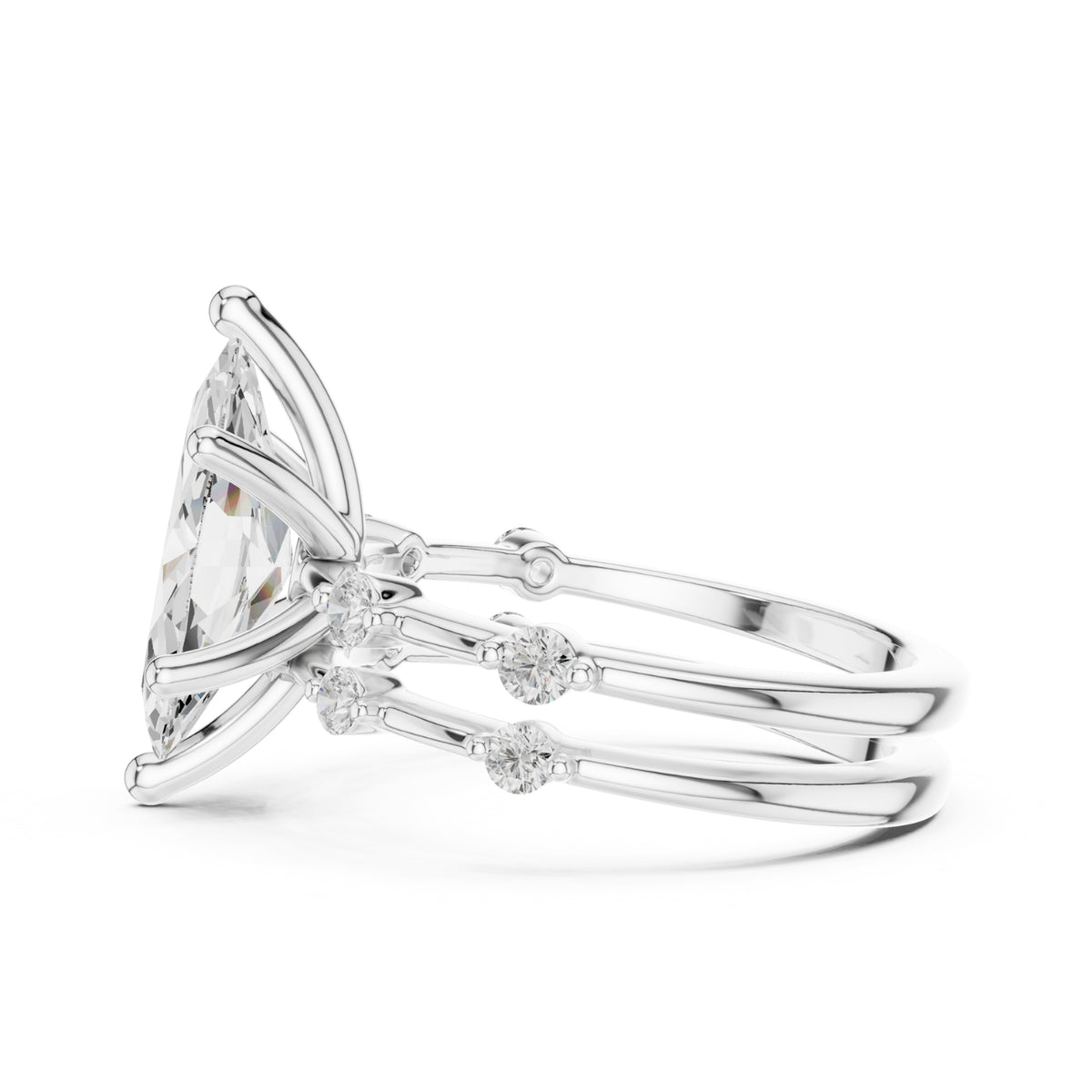 Diamond Bridal Set with Side Stones – 2.86 Carat