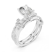 Elegant Diamond Bridal Set with Marquise & Round Accents – Vintage-Inspired Setting