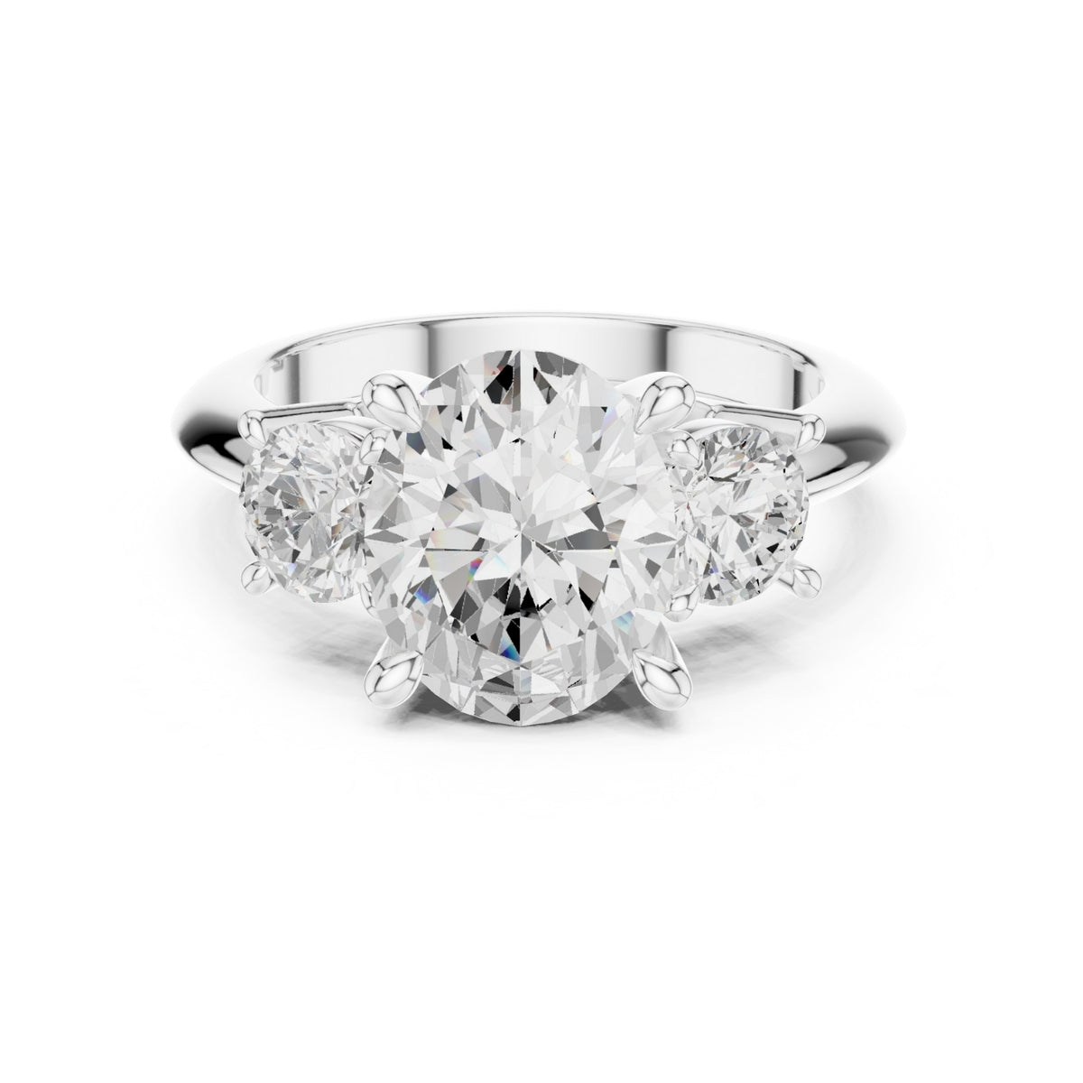 Three-Stone Diamond Engagement Ring | 2.5ct Center with Round Side Stones