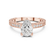 Vintage-Inspired Cut Diamond Engagement Ring with Milgrain & Pavé Detailing