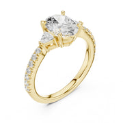 1 Carat Three-Stone Diamond Rings With Pave Band