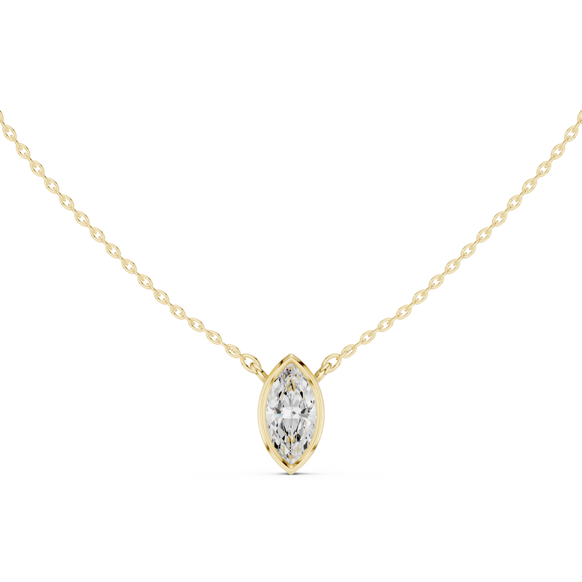 Diamond Solitaire Bezel Pendant Necklace