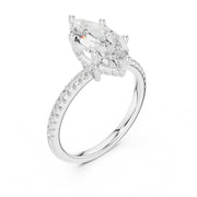 Diamond Engagement Ring with Hidden Halo & Pave Band