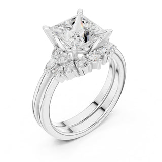 Diamond Bridal Set Ring with Marquise & Round Accent Diamonds