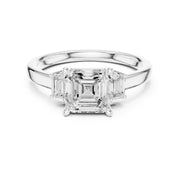 Three-Stone Diamond Engagement Rings | 1ct Center with Emerald Side Stones