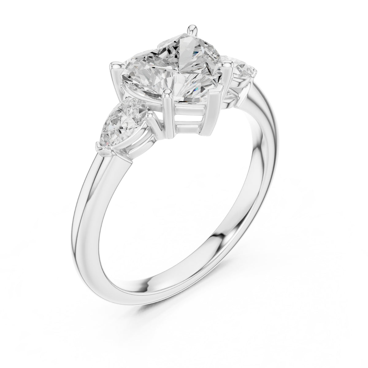 Three-Stone Engagement Ring with Pear Side Diamonds