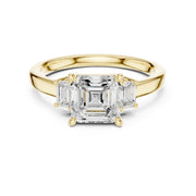 Three-Stone Diamond Engagement Rings | 1ct Center with Emerald Side Stones