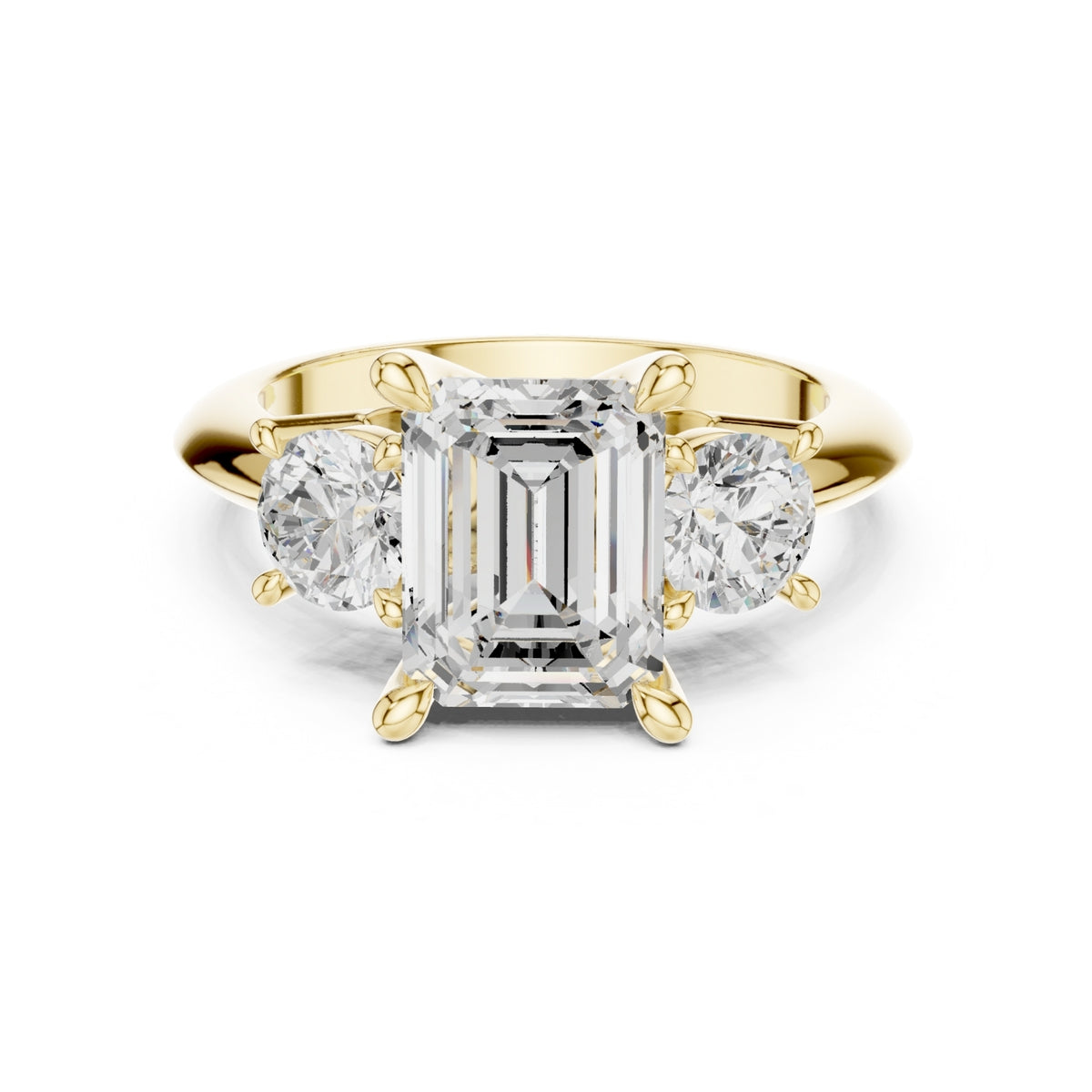 Three-Stone Diamond Engagement Ring | 2.5ct Center with Round Side Stones