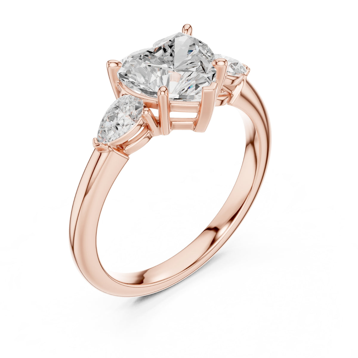 Three-Stone Engagement Ring with Pear Side Diamonds