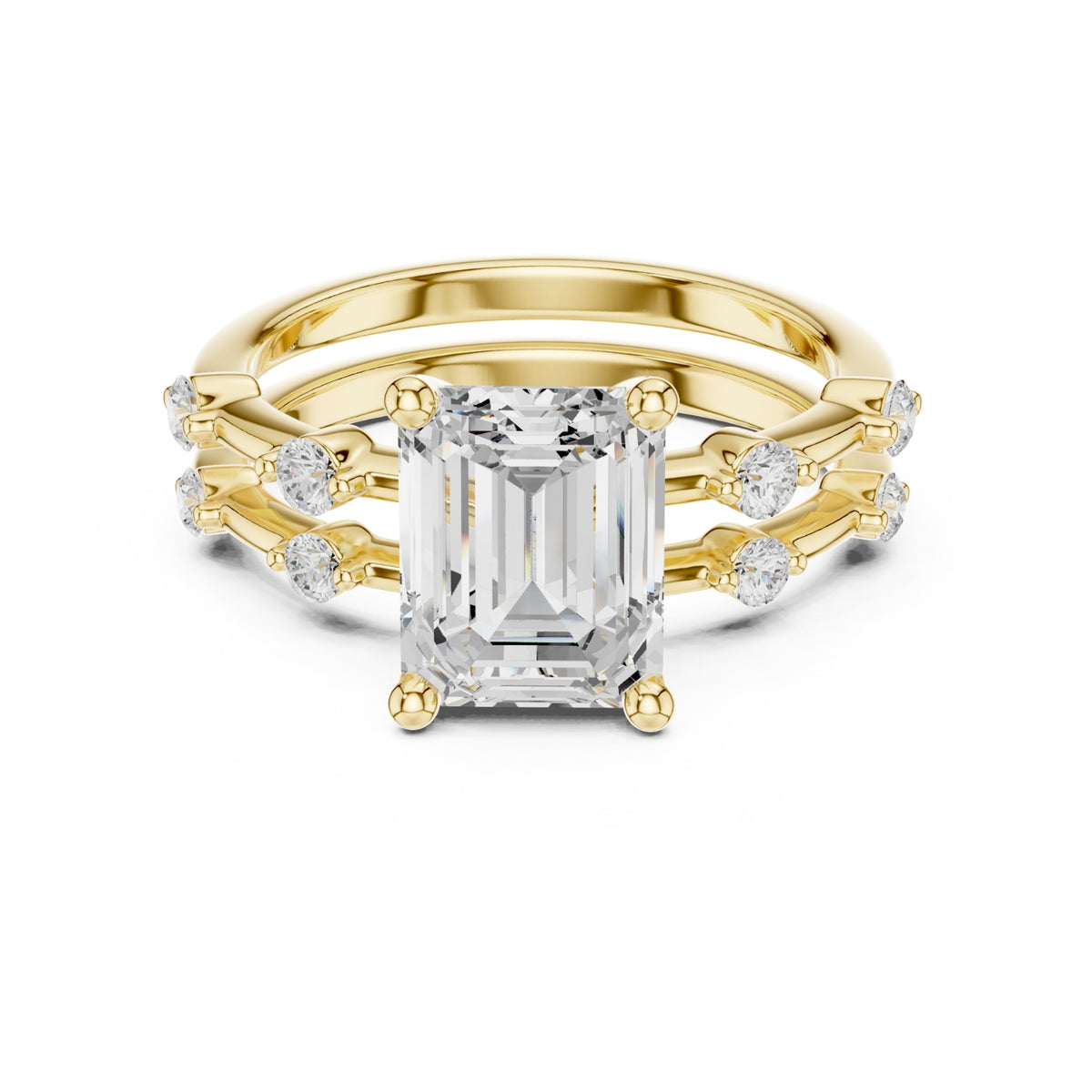 Diamond Bridal Set with Side Stones – 2.86 Carat