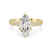 Vintage-Inspired Cut Diamond Engagement Ring with Milgrain & Pavé Detailing