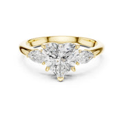 Three-Stone Engagement Ring with Pear Side Diamonds