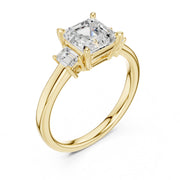 Three-Stone Diamond Engagement Rings | 1ct Center with Emerald Side Stones