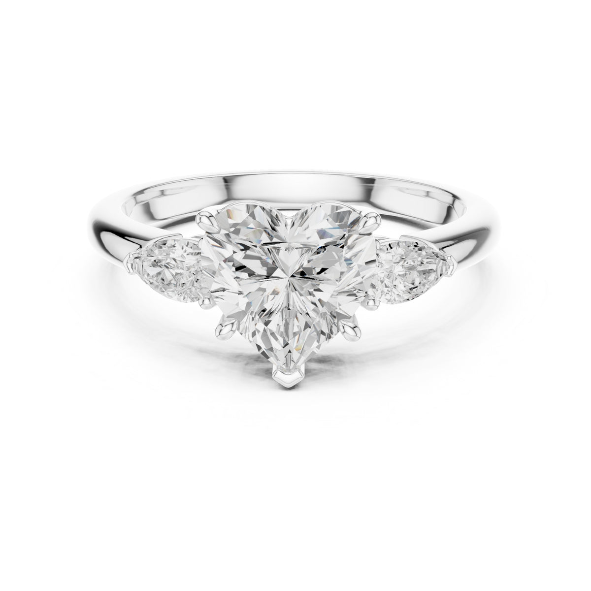 Three-Stone Engagement Ring with Pear Side Diamonds