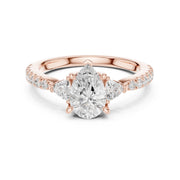 1 Carat Three-Stone Diamond Rings With Pave Band