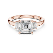 Three-Stone Diamond Engagement Rings | 1ct Center with Emerald Side Stones