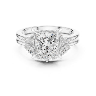 Diamond Bridal Set Ring with Marquise & Round Accent Diamonds