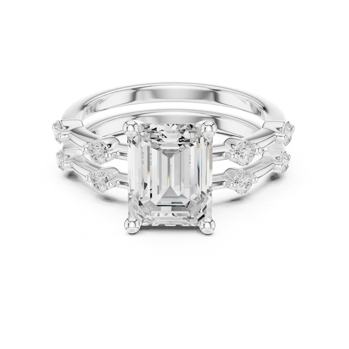 Diamond Bridal Set with Side Stones – 2.86 Carat