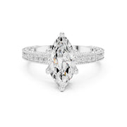 Vintage-Inspired Cut Diamond Engagement Ring with Milgrain & Pavé Detailing