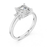 Three-Stone Diamond Engagement Rings | 1ct Center with Emerald Side Stones