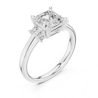 Three-Stone Diamond Engagement Rings | 1ct Center with Emerald Side Stones
