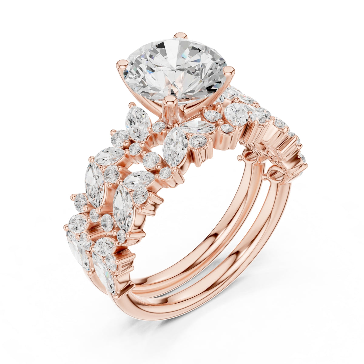 Floral & Round Diamond Cluster Ring – 3.70 CTW