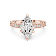 Vintage-Inspired Cut Diamond Engagement Ring with Milgrain & Pavé Detailing