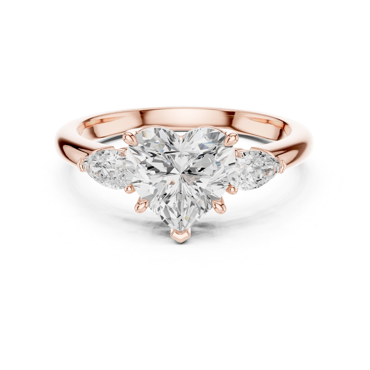 Three-Stone Engagement Ring with Pear Side Diamonds
