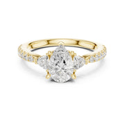 1 Carat Three-Stone Diamond Rings With Pave Band