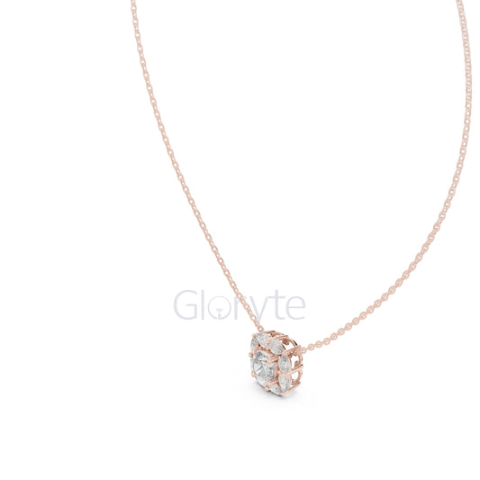 Cushion & Pear Cluster Diamond Pendant Necklace (1.60 CT)
