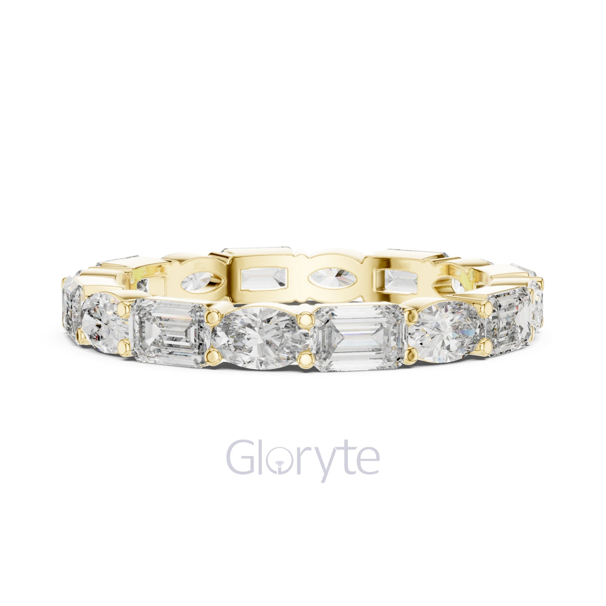 Emerald & Oval Cut Diamond Eternity Band