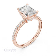 Diamond Engagement Ring with Hidden Halo & Pave Band