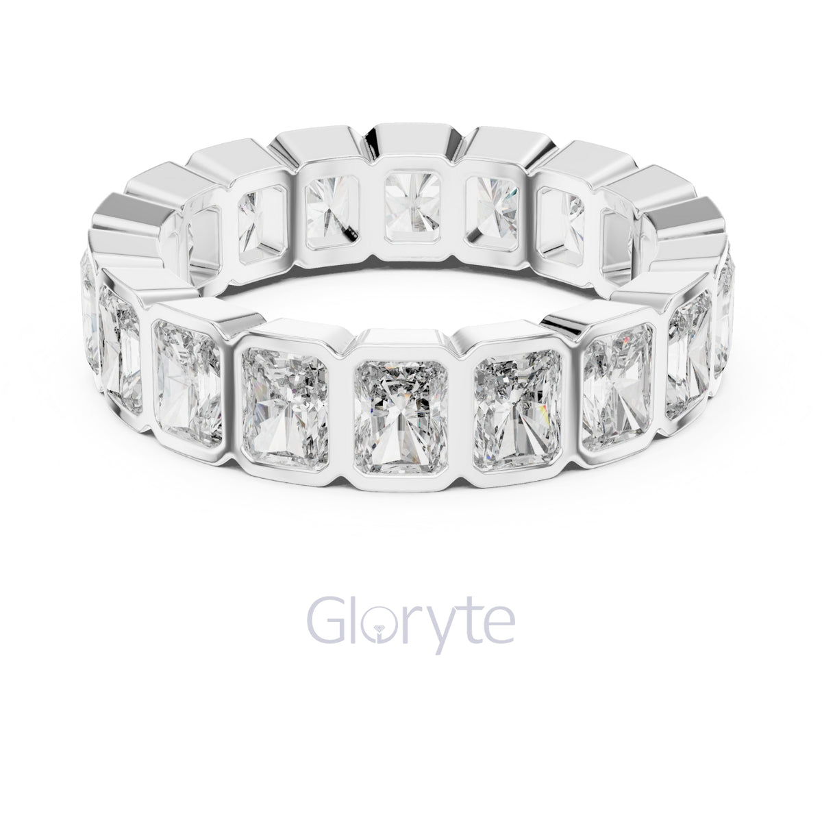 Radiant Cut Diamond Bezel-Set Eternity Band
