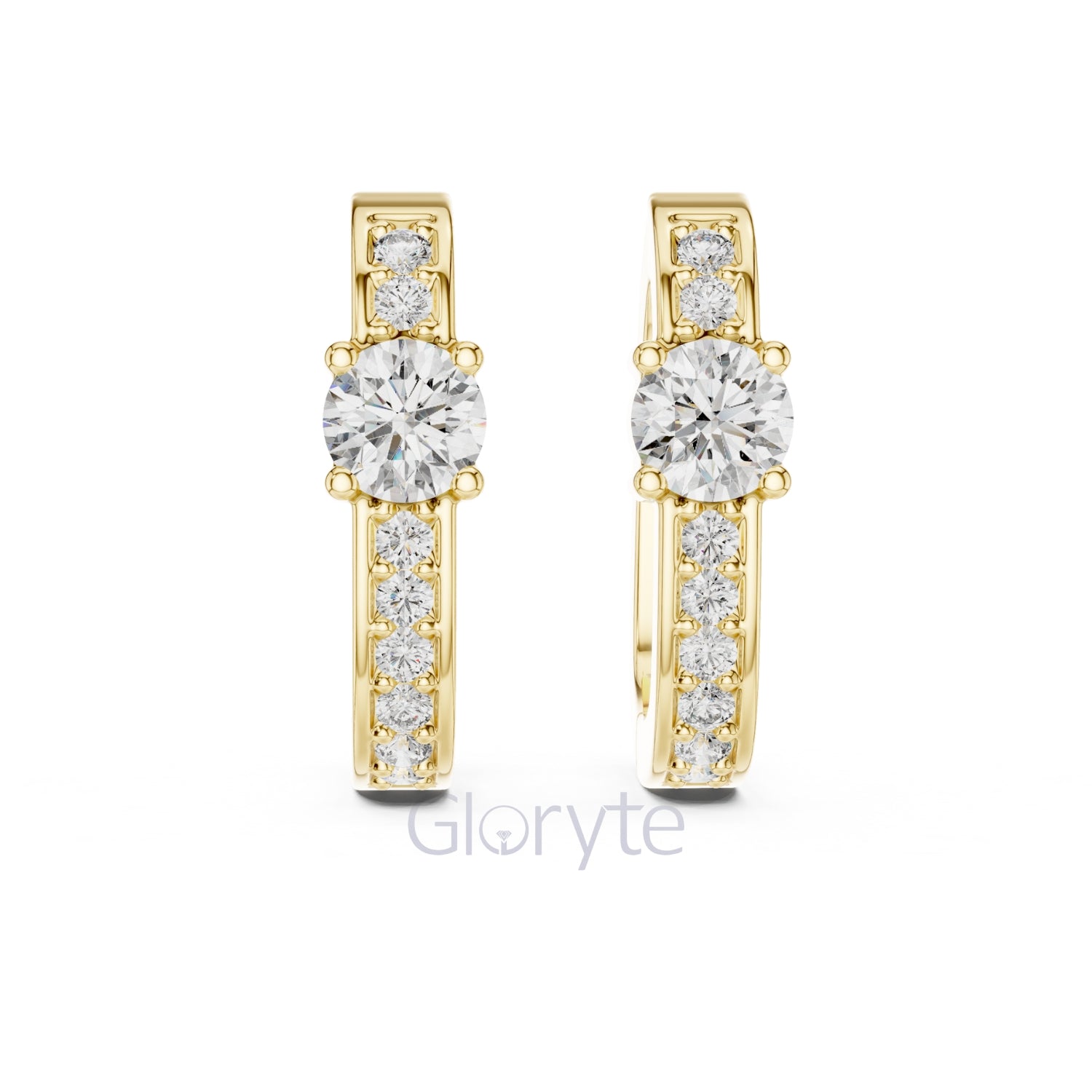 Classic Round Solitaire Diamond Hoop Earrings