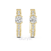 Classic Round Solitaire Diamond Hoop Earrings