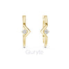 Geometric Hoop Earrings with Round Diamond Accent | Sterling Silver, 10K & 14K Gold