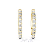 Bar-Set Diamond Hoop Earrings | Classic Round Cut Hoops