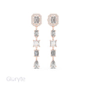 Emerald Halo Cut Diamond Drop Earrings