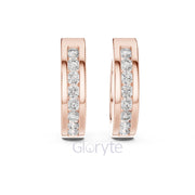 Classic Channel Set Diamond Hoop Earrings
