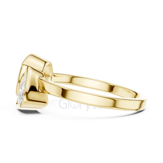 Trillion & Cushion Diamond Bezel Ring